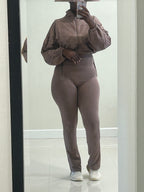 Zip Me Up Warm Up Set (Mocha)