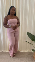 Pink Strapless Jumpsuit