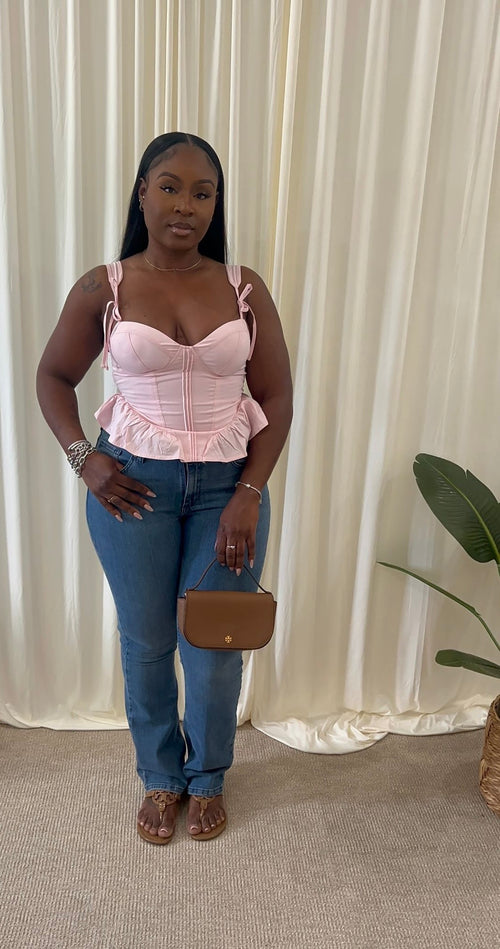 🎀 Baby Pink Peplum Sweetheart Top