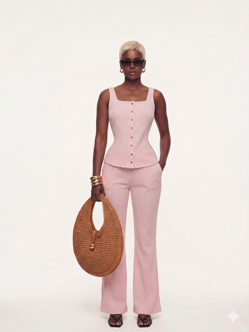 💕 Effortless Chic Flare Set (Blush Rose)