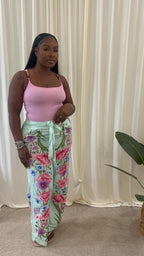 🌿 Botanical Wide Leg Pants (Mint Multi)