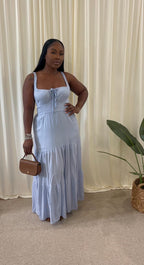 ☁️ Sky Blue Front Tie Maxi Dress