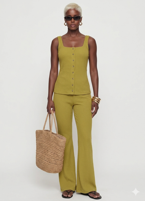 💕 Effortless Chic Flare Set (Olive Luxe)