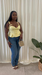 🍋 Baby Yellow Peplum Sweetheart Top