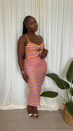 π₯ Sunset Vibes Dress (Striped Bodycon)