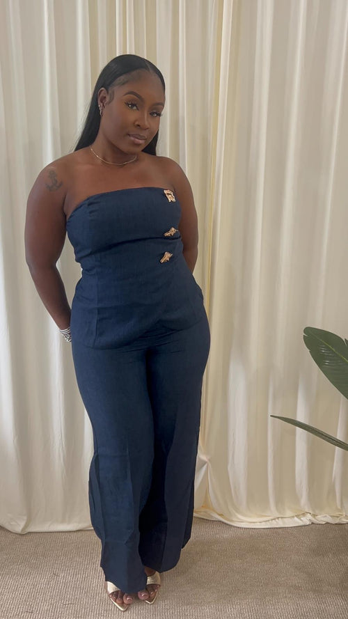 💙 Navy Strapless Jumpsuit