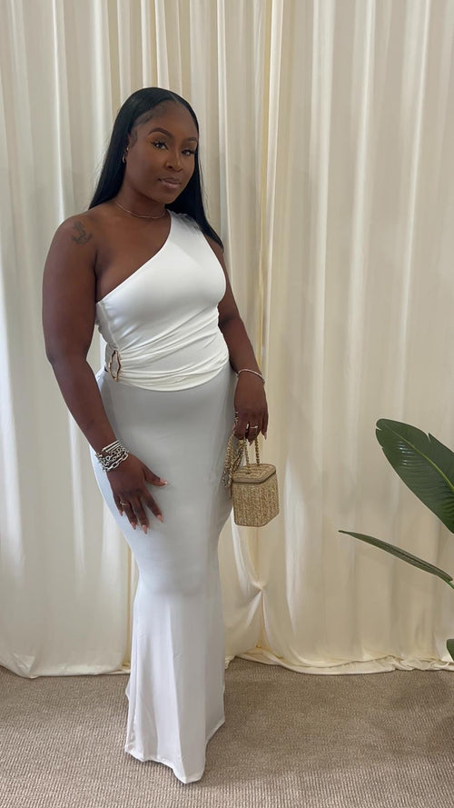 🤍 One Shoulder Asymmetrical Set (Off White)