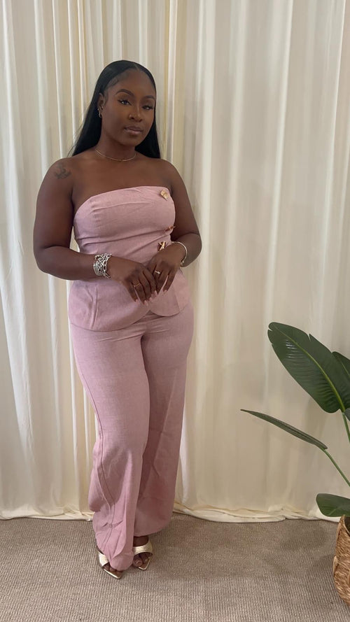Pink Strapless Jumpsuit