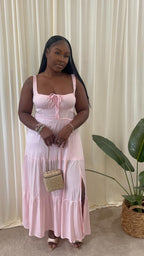 🌸 Light Pink Front Tie Maxi Dress