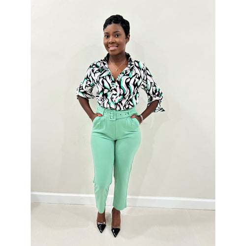Belted Trouser (Sage)