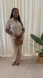 🥂 Crinkle Button Down Lounge Set (Natural)