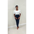 Navy + White Striped Pants
