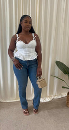 🤍 Off White Peplum Sweetheart Top