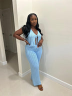 Stella: Crochet Pants Set (Sky Blue)