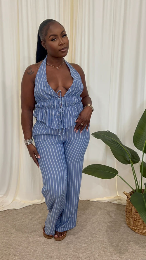 💙 Santorini Chic Set (Halter Pants Set)